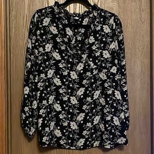 Black & White Floral Blouse - Large